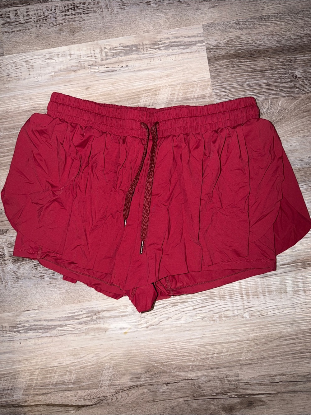 Women's Red Drawstring Athletic Shorts
